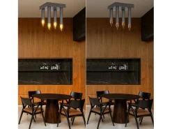 Outlet NETTLIFE Lámpara de Techo Vintage E14 Lámpara Industrial Lámpara de Dormitorio Gris con 4 Focos de Metal para Sala de Estar Cocina Pasillo Bar Negro