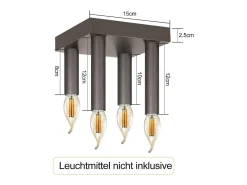 Outlet NETTLIFE Lámpara de Techo Vintage E14 Lámpara Industrial Lámpara de Dormitorio Gris con 4 Focos de Metal para Sala de Estar Cocina Pasillo Bar Negro