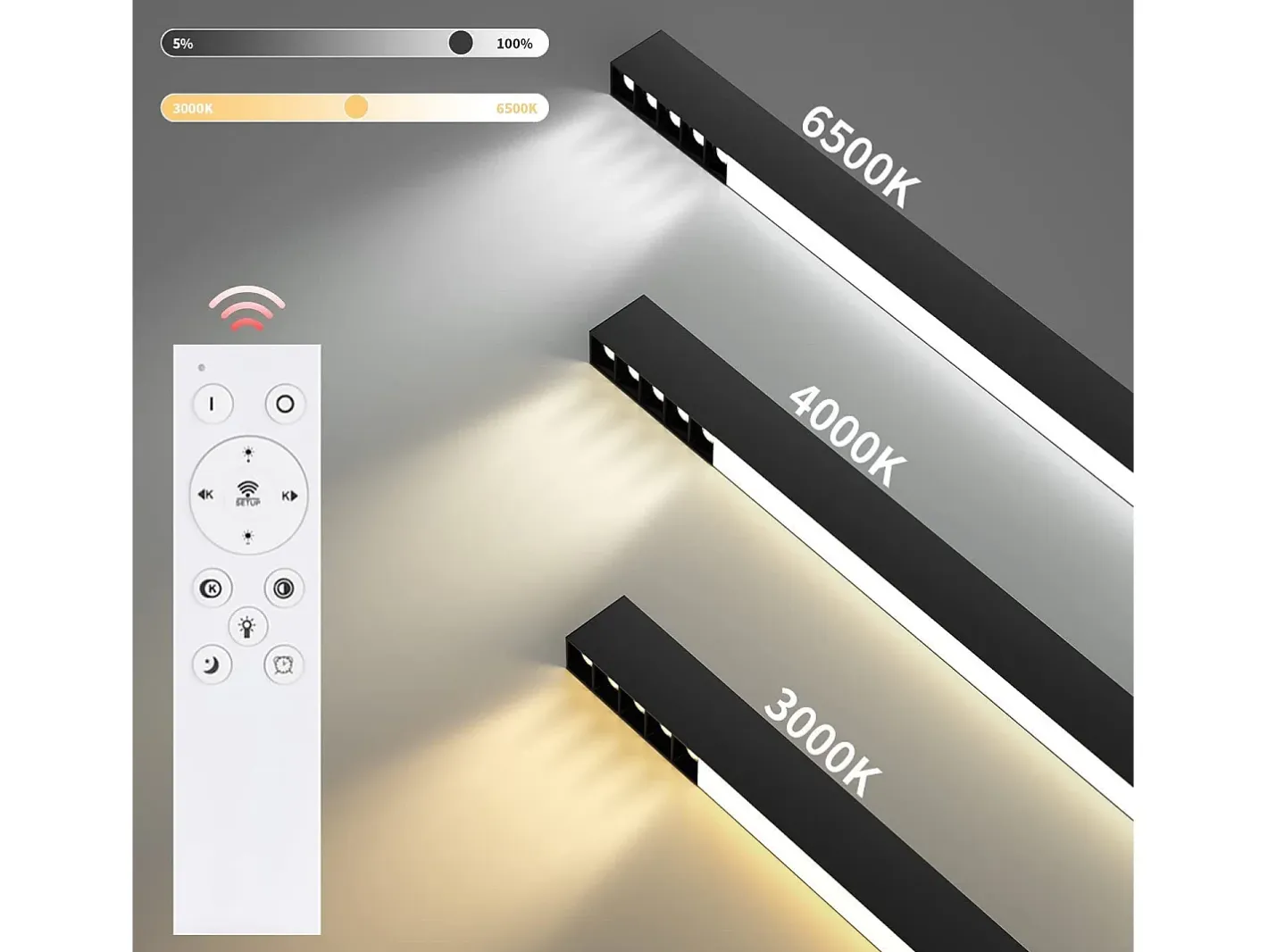 NETTLIFE Lámpara de Techo LED Negra Lámpara de Sala de Estar Regulable Moderna de 25 W de Largo con Control Remoto de 80 CM para Dormitorio de Oficina Negro New