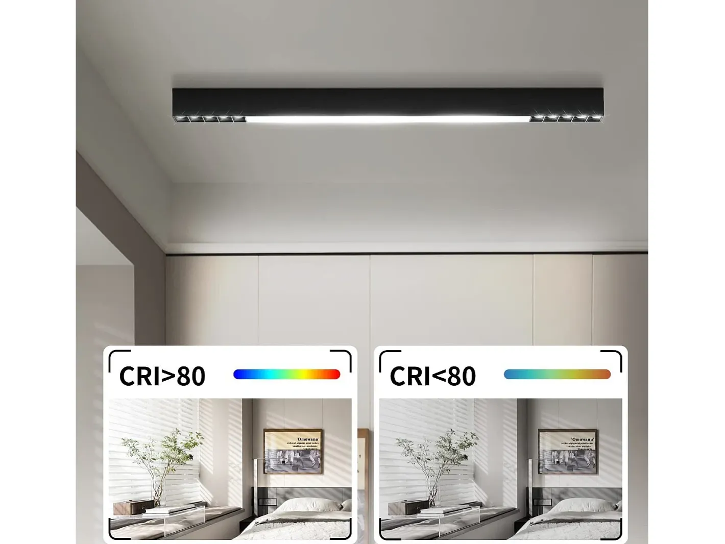 NETTLIFE Lámpara de Techo LED Negra Lámpara de Sala de Estar Regulable Moderna de 25 W de Largo con Control Remoto de 80 CM para Dormitorio de Oficina Negro New