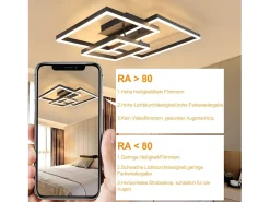 NETTLIFE Lámpara de Techo LED Lámpara de Sala de Estar Regulable Negra con Control Remoto 84W Lámpara de Dormitorio Moderna para Cocina Oficina Negro Best