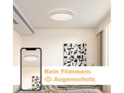 New NETTLIFE Lámpara de Techo LED Moderna Redonda 27 cm Cielo Estrellado Regulable con Control Remoto Lámpara de Dormitorio de 23 W para Sala de Estar Negro
