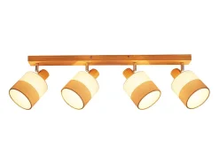 NETTLIFE Lámpara de techo con foco de madera de 4 llamas - Lámpara de techo vintage E14 con pantalla de tela retro, ajustable 350° Amarillo Outlet