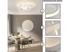 NETTLIFE Plafón-Lámpara de Techo LED de Diseño Moderno con Control Remoto 77W Regulable Lámpara de para Sala de Estar para Dormitorio Pasillo Oficina Blanco