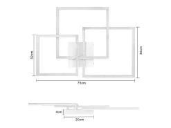 NETTLIFE Plafón-, lámpara de techo LED para salón negro de 75 cm, regulable, moderna, de cristal, lámpara para habitación, diseño de lámpara interior con... Blanco