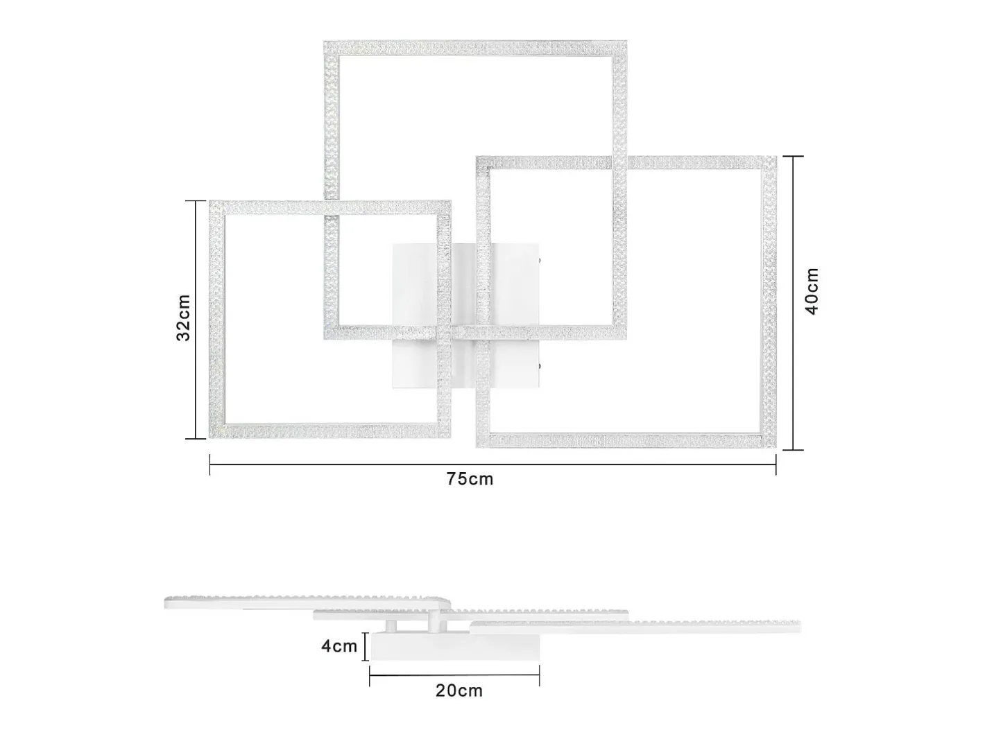 NETTLIFE Plafón-, lámpara de techo LED para salón negro de 75 cm, regulable, moderna, de cristal, lámpara para habitación, diseño de lámpara interior con... Blanco