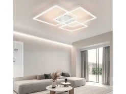 NETTLIFE Plafón-, lámpara de techo LED para salón negro de 75 cm, regulable, moderna, de cristal, lámpara para habitación, diseño de lámpara interior con... Blanco