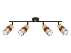 Best NETTLIFE Lámpara de techo de madera E14 Lámpara de techo ajustable 350° Aplique de pared vintage Ajustable Sin bombilla Negro