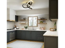 NETTLIFE Lámpara de techo LED Blanco Caliente - 17W, Lámpara Negra, Lámpara de Cocina Moderna Pequeña 3000K para Habitación de Niños, Salón Negro Hot