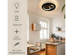 NETTLIFE Lámpara de Techo LED Lámpara de Negra 33 W Regulable con Control Remoto Lámpara de Diseño Moderno Lámpara Redonda para Dormitorio Negro Online