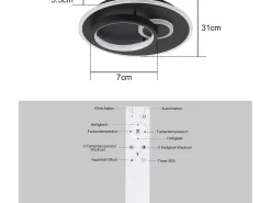 NETTLIFE Lámpara de Techo LED Lámpara de Negra 33 W Regulable con Control Remoto Lámpara de Diseño Moderno Lámpara Redonda para Dormitorio Negro Online
