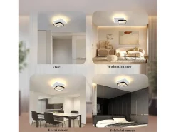NETTLIFE Plafón-Lámpara de Techo LED 3000K 24,5cm 22W Lámpara de Pasillo Lámpara de Cocina de Diseño Moderno Negro para Dormitorio Sala de Estar Blanco