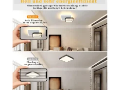 NETTLIFE Plafón-Lámpara de Techo LED 3000K 24,5cm 22W Lámpara de Pasillo Lámpara de Cocina de Diseño Moderno Negro para Dormitorio Sala de Estar Blanco