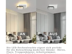 NETTLIFE Plafón-Lámpara de Techo LED 3000K 24,5cm 22W Lámpara de Pasillo Lámpara de Cocina de Diseño Moderno Negro para Dormitorio Sala de Estar Blanco