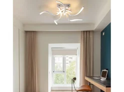 Hot NETTLIFE Lámpara de Techo LED Blanca Moderna Regulable 65 CM Diseño de Forma de Onda Lámpara de Dormitorio 48 W para Sala de Estar Oficina Pasillo Blanco