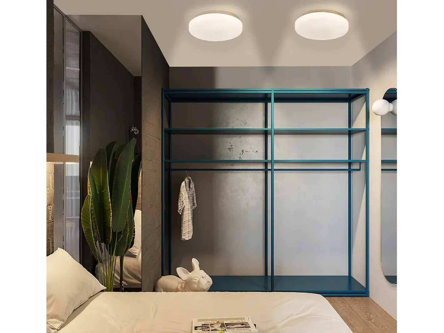 NETTLIFE Plafón-Lámpara de Techo LED 21 cm 15 W Lámpara de de Dormitorio Neutro Redondo Decoración de Estrellas para Habitación Infantil Blanco