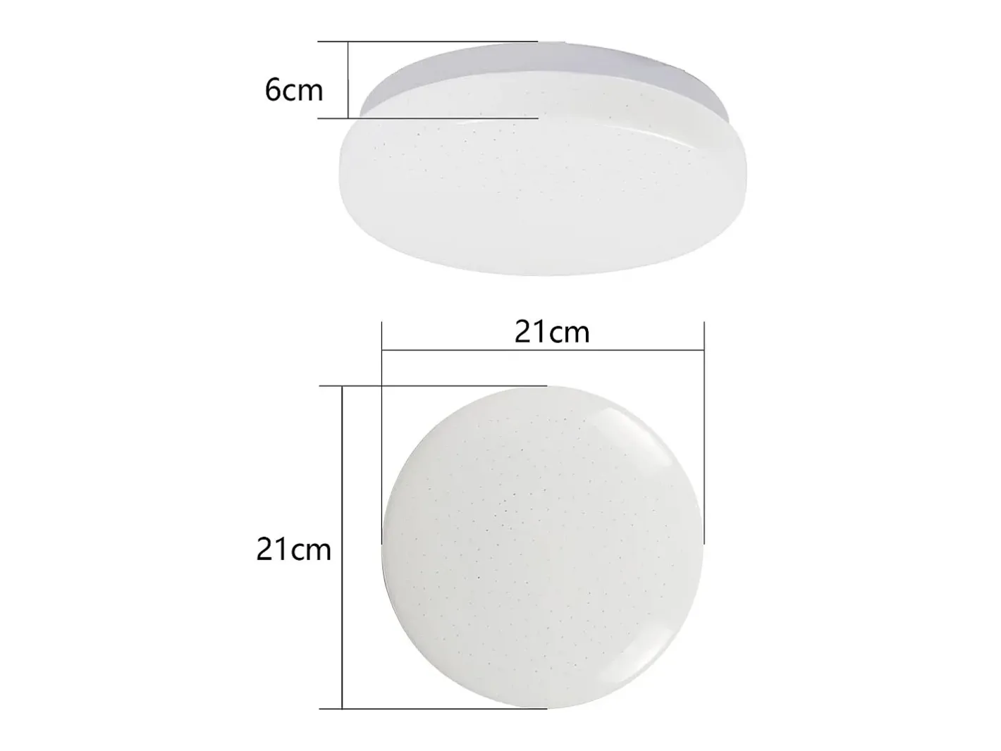 NETTLIFE Plafón-Lámpara de Techo LED 21 cm 15 W Lámpara de de Dormitorio Neutro Redondo Decoración de Estrellas para Habitación Infantil Blanco