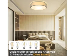 Sale NETTLIFE Lámpara de Techo Redonda 1 Bombilla E27 30CM Lámpara Gris Moderna para Dormitorio con Pantalla de Tela Lámpara de para Sala de Estar Verde