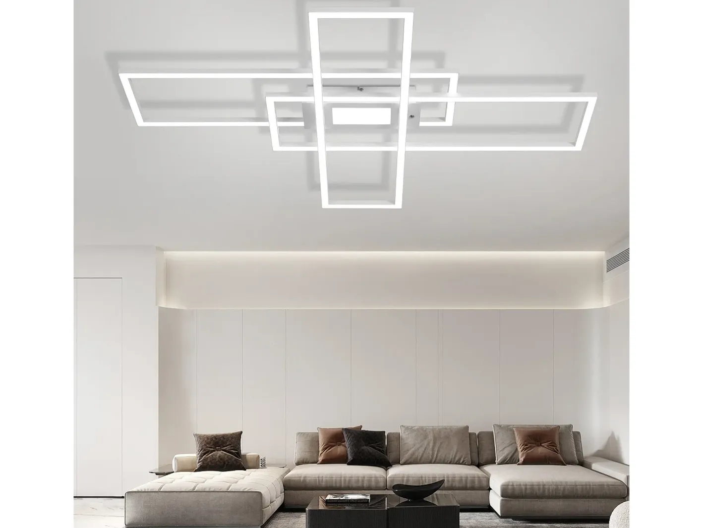 Hot NETTLIFE Lámpara de Techo LED Regulable 50W con Mando a Distancia Diseño Moderno Salón Dormitorio Geométrico para Cocina Pasillo Blanco