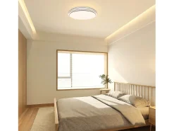 NETTLIFE Plafón-Lámpara de Techo LED Dormitorio - Diámetro 27 cm Lámpara de Cielo Estrellado Lámpara Blanca cálida de 12 W Lámpara Redonda Moderna para Blanco
