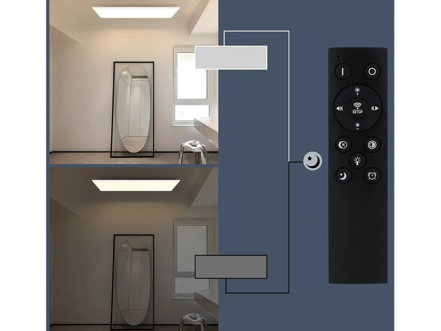 NETTLIFE Plafón-Lámpara de Techo LED, 80 x 30 cm, 39W, 3000K Regulable, Plana, Lámpara con Control Remoto, Panel, , Lámpara de Escritorio para Cocina Blanco