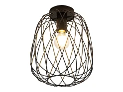 NETTLIFE Lámpara de techo negra vintage industrial retro para pasillo E27, 1 bombilla, redonda, de metal Negro Best