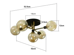 NETTLIFE Plafón-Lámpara de Techo LED Sala de Estar Dormitorio con 5 Bombillas G9 Bolas de Vidrio Luz de Sala de Estar Dormitorio Lámpara de araña Interior Negro