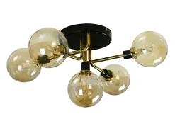 NETTLIFE Plafón-Lámpara de Techo LED Sala de Estar Dormitorio con 5 Bombillas G9 Bolas de Vidrio Luz de Sala de Estar Dormitorio Lámpara de araña Interior Negro