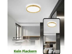 Best NETTLIFE Lámpara de Techo LED - Lámpara de Aspecto de Madera Ø40cm Lámpara de Techo Lámpara de Dormitorio Regulable 43W con Control Remoto Beige