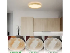 Best NETTLIFE Lámpara de Techo LED - Lámpara de Aspecto de Madera Ø40cm Lámpara de Techo Lámpara de Dormitorio Regulable 43W con Control Remoto Beige