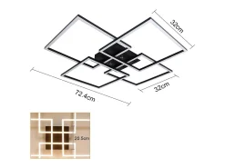 NETTLIFE Plafón-lámpara de techo LED 4, moderna, negra, de 32W, 3000K, luz blanca cálida Negro