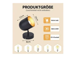 NETTLIFE Plafón-Lámpara de techo E14 Foco de techo Dorado Lámpara de pasillo industrial vintage Negro