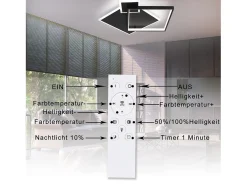 NETTLIFE Plafón-Lámpara de Techo LED Negra Regulable 50W Lámpara de Salón de Diseño Moderno con Control Remoto de Metal para Comedor Cocina Dormitorio Negro