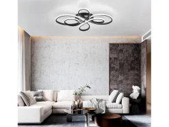 NETTLIFE Plafón-Lámpara de Techo LED Moderna Regulable, Negra, 26" 65W, con Control Remoto, Adecuada para Comedor, Oficina Negro