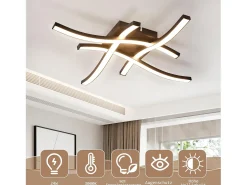 NETTLIFE Plafón-, lámpara de techo LED negra de 24W, 3000K, luz blanca cálida, diseño moderno. Negro
