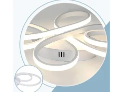 Online NETTLIFE Lámpara de Techo LED Regulable 66 cm Lámpara de Dormitorio Blanca Moderna de 65 W con Control Remoto Grande para Sala de Estar Estudio Blanco