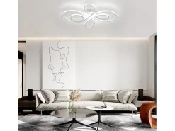 Online NETTLIFE Lámpara de Techo LED Regulable 66 cm Lámpara de Dormitorio Blanca Moderna de 65 W con Control Remoto Grande para Sala de Estar Estudio Blanco