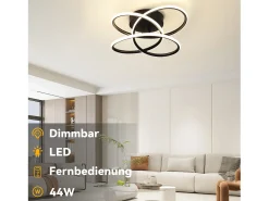 Online NETTLIFE Lámpara de techo LED para pasillo, color , diseño moderno, regulable, con mando a distancia, para cocina, 44 W Negro