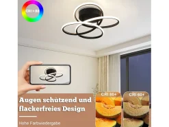 Online NETTLIFE Lámpara de techo LED para pasillo, color , diseño moderno, regulable, con mando a distancia, para cocina, 44 W Negro