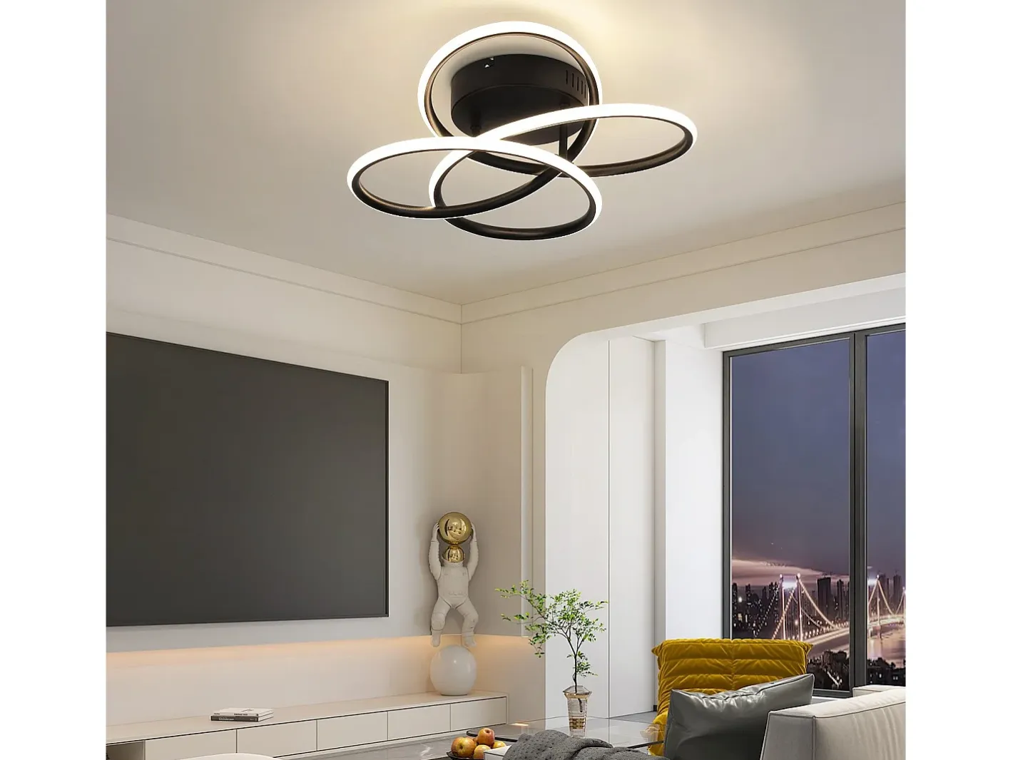 Online NETTLIFE Lámpara de techo LED para pasillo, color , diseño moderno, regulable, con mando a distancia, para cocina, 44 W Negro