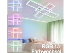 NETTLIFE , Lámpara de techo LED para salón, RGB, cambio de color, regulable en intensidad con control remoto, para habitación, lámpara moderna de 50W. Blanco Discount