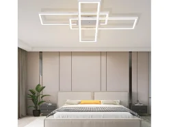 NETTLIFE , Lámpara de techo LED para salón, RGB, cambio de color, regulable en intensidad con control remoto, para habitación, lámpara moderna de 50W. Blanco Discount