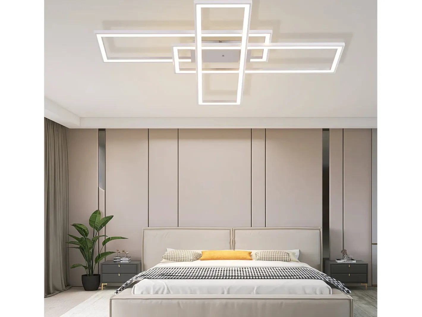 NETTLIFE , Lámpara de techo LED para salón, RGB, cambio de color, regulable en intensidad con control remoto, para habitación, lámpara moderna de 50W. Blanco Discount