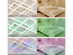 NETTLIFE , Lámpara de techo LED para salón, RGB, cambio de color, regulable en intensidad con control remoto, para habitación, lámpara moderna de 50W. Blanco Discount