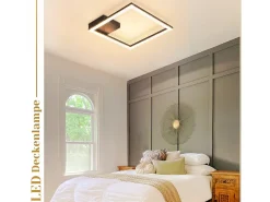 NETTLIFE Plafón-Lámpara de Techo LED 12W Lámpara de Cristal Cálido 3000K Luz Negra Lámpara de Metal Cuadrada Moderna para Sala de Estar Dormitorio Blanco