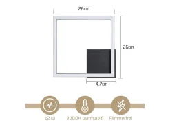 NETTLIFE Plafón-Lámpara de techo LED para cocina, luz de techo, blanco cálido, , diseño moderno, 3000K, 12W Negro