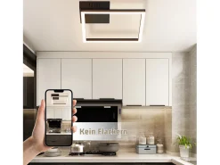 NETTLIFE Plafón-Lámpara de techo LED para cocina, luz de techo, blanco cálido, , diseño moderno, 3000K, 12W Negro