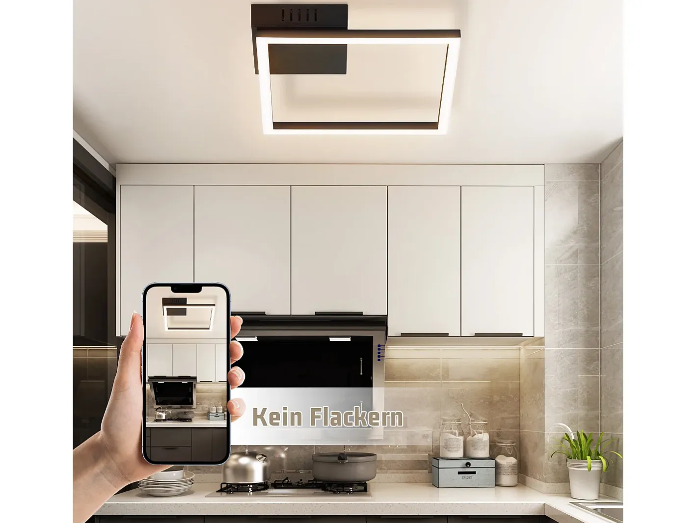 NETTLIFE Plafón-Lámpara de techo LED para cocina, luz de techo, blanco cálido, , diseño moderno, 3000K, 12W Negro