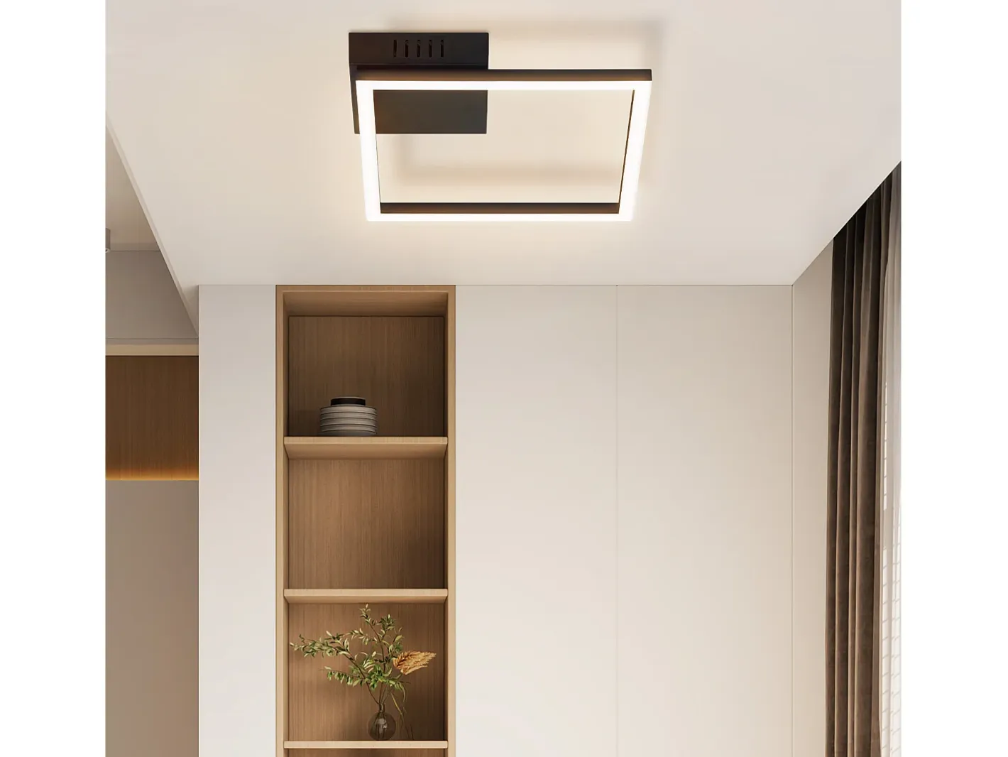 NETTLIFE Plafón-Lámpara de techo LED para cocina, luz de techo, blanco cálido, , diseño moderno, 3000K, 12W Negro