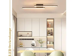 New NETTLIFE Lámpara de Techo LED Negra 12W Lámpara de Metal de Cristal Moderna Luz Cálida 3000K para Dormitorio Pasillo Cocina Oficina Sala de Estar Negro